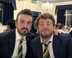 Selfie of Henry (right) and Sam (left) at the Essex Cricket league dinner.