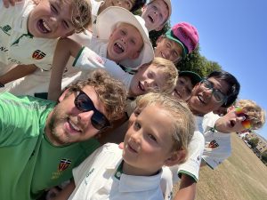 Selfie of Henry with the U11s cricket team post-game.