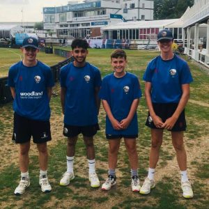 Dylan (furthest left) as part of the Essex group when they were net bowlers for England Women
